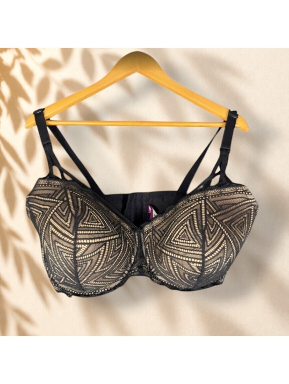 Adore Me Bralette Bra Women 42G Black Striped Push Up Opaque Underwired Nylon